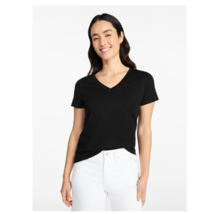 Women's Cotton V-Neck Tee with Short Sleeves