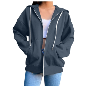 Cotton Zip Up Hoodie Womens Fleece Hooded Jackets Long Sleeves